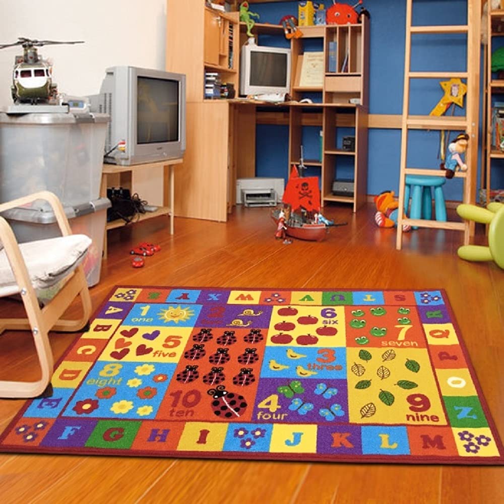 Furnish my Place 740 ABC with Numbers ABC Area Rug for Kids | Educational Alphabet Letter & Numbers | Nurseries Kindergarten | Play Area | Multicolor (6'6