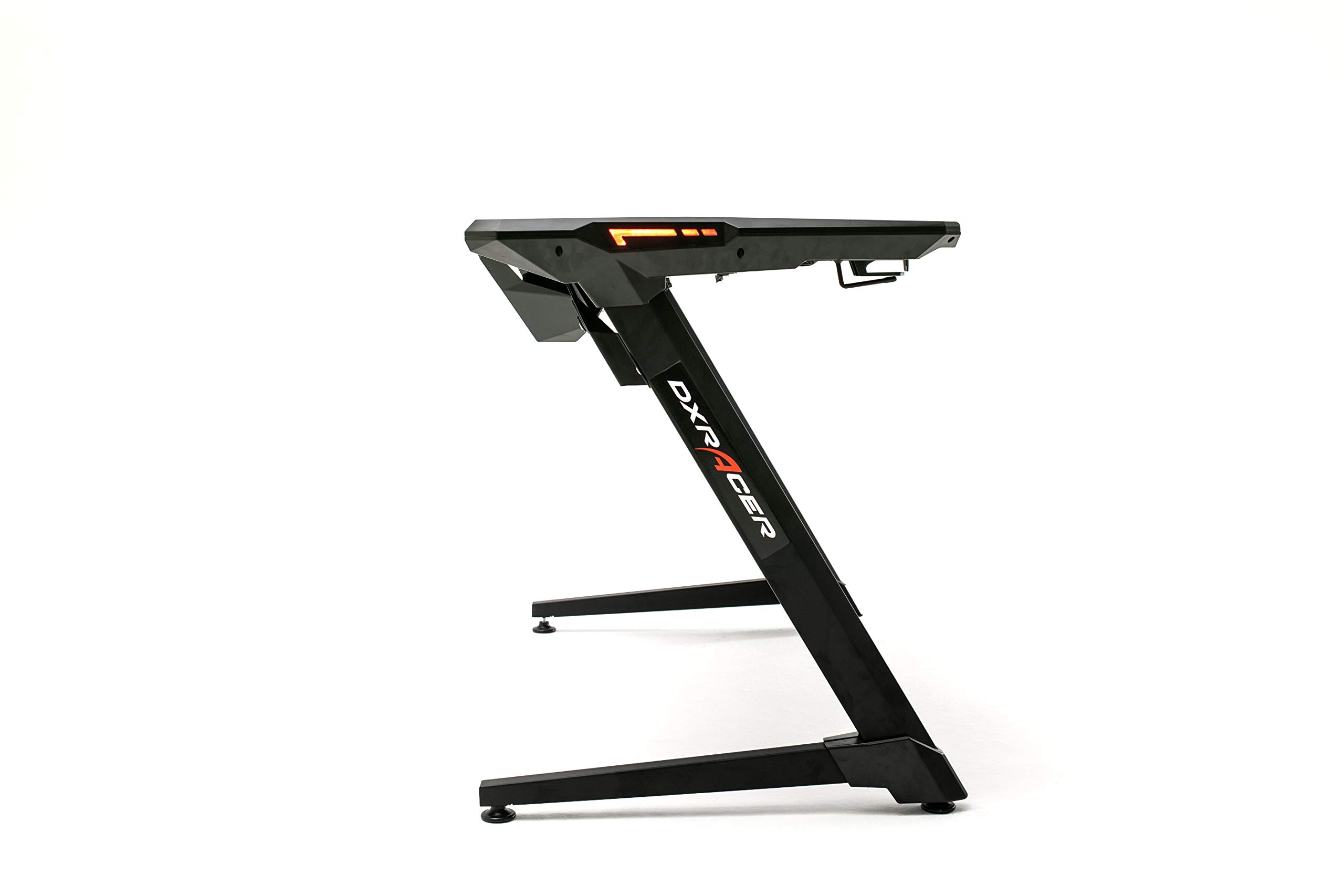 Robas Lund Gaming Tisch DX Racer 1 LED Farbwechselbeleuchtung Gaming Desk Schwarz Carbonlook, BxHxT 120x77x64 cm