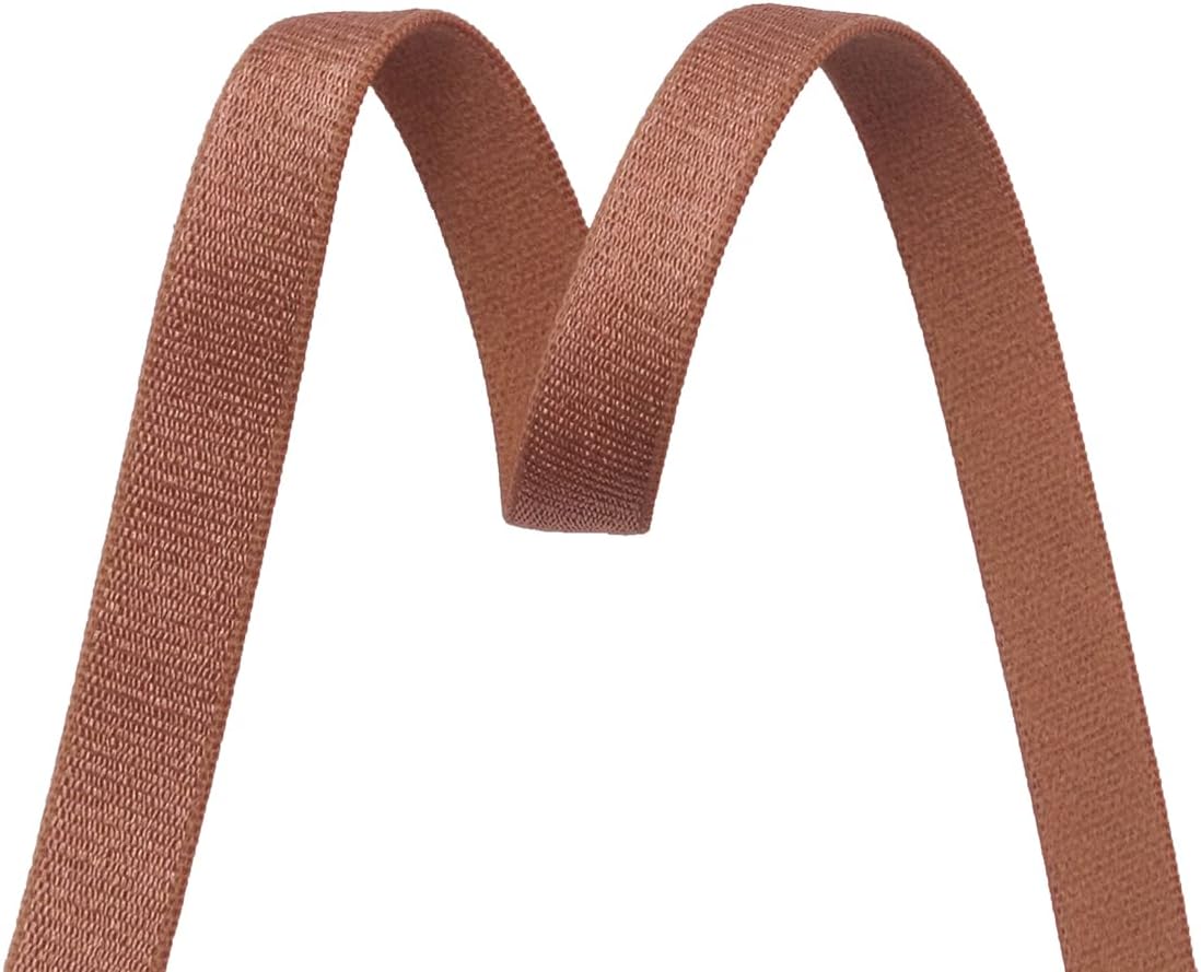 Bristlegrass Pecan Brown Elastic Bands for Sewing, 1cm Inch 10 Yards Fold Over Elastic Baby Headband Hair Tie Bra Strap Dress (10Y 1cm Pecan Brown)