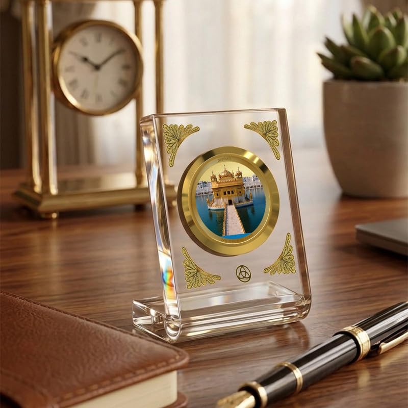 Image of DIVINITI 24K Gold Plated Religious Car Dashboard Frame | Premium God Idol Frame for Car, Home Mandir & Office Table | Spiritual Gift, Decorative Showpiece