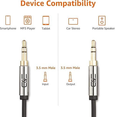 Miniatura 3 de Cable de extensión de auriculares auxiliar de 0.138 in, 2 pies (2.0 ft), cable de extensión de audio estéreo macho a hembra de 2 pies (2.0 ft) para