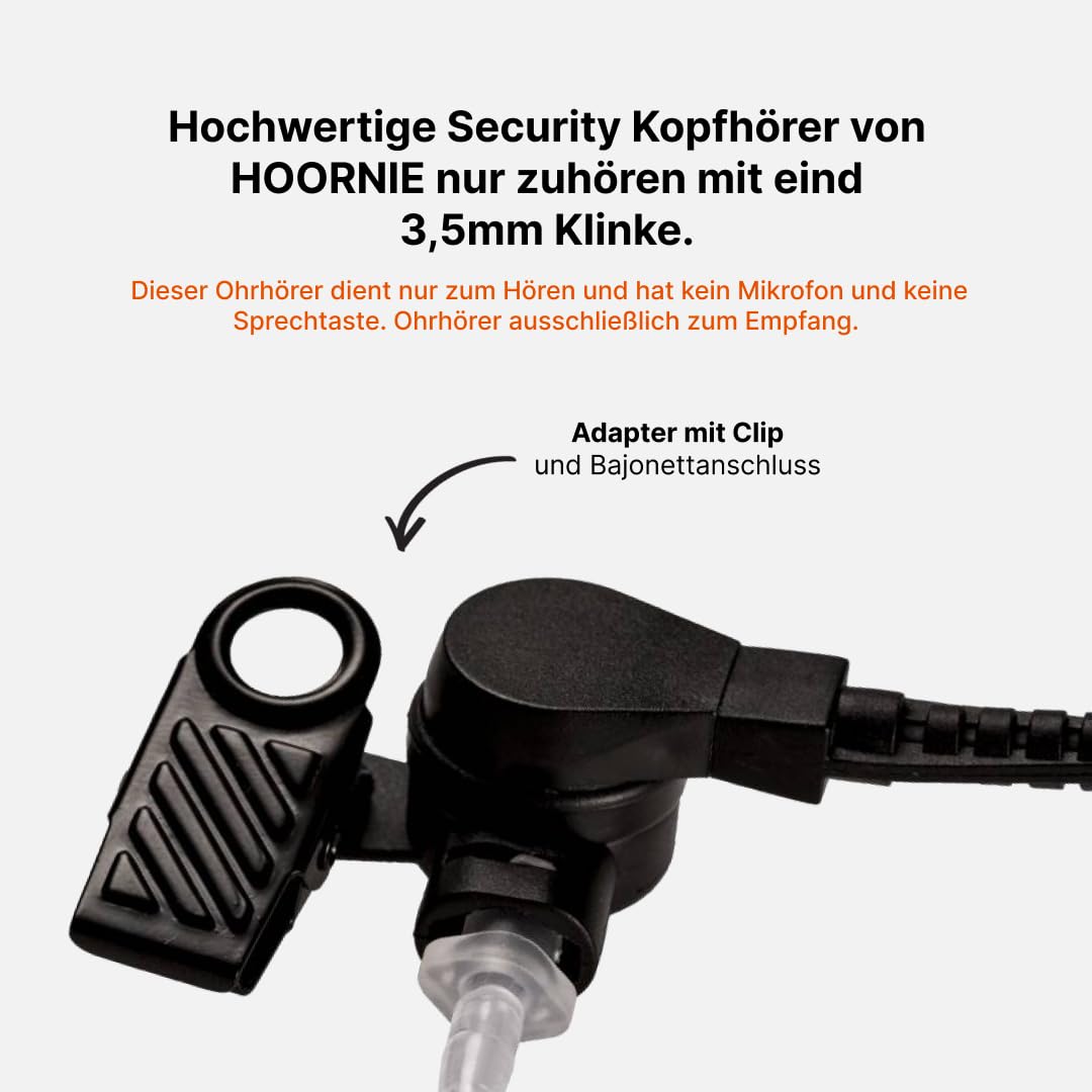 Ohrhörer (4er-Pack) Schallschlauch mit 3,5mm Klinke - transparent inkl. Halteclip und 10 (x4) Ohrstöpsel - Kopfhörer Headset für Funkgeräte