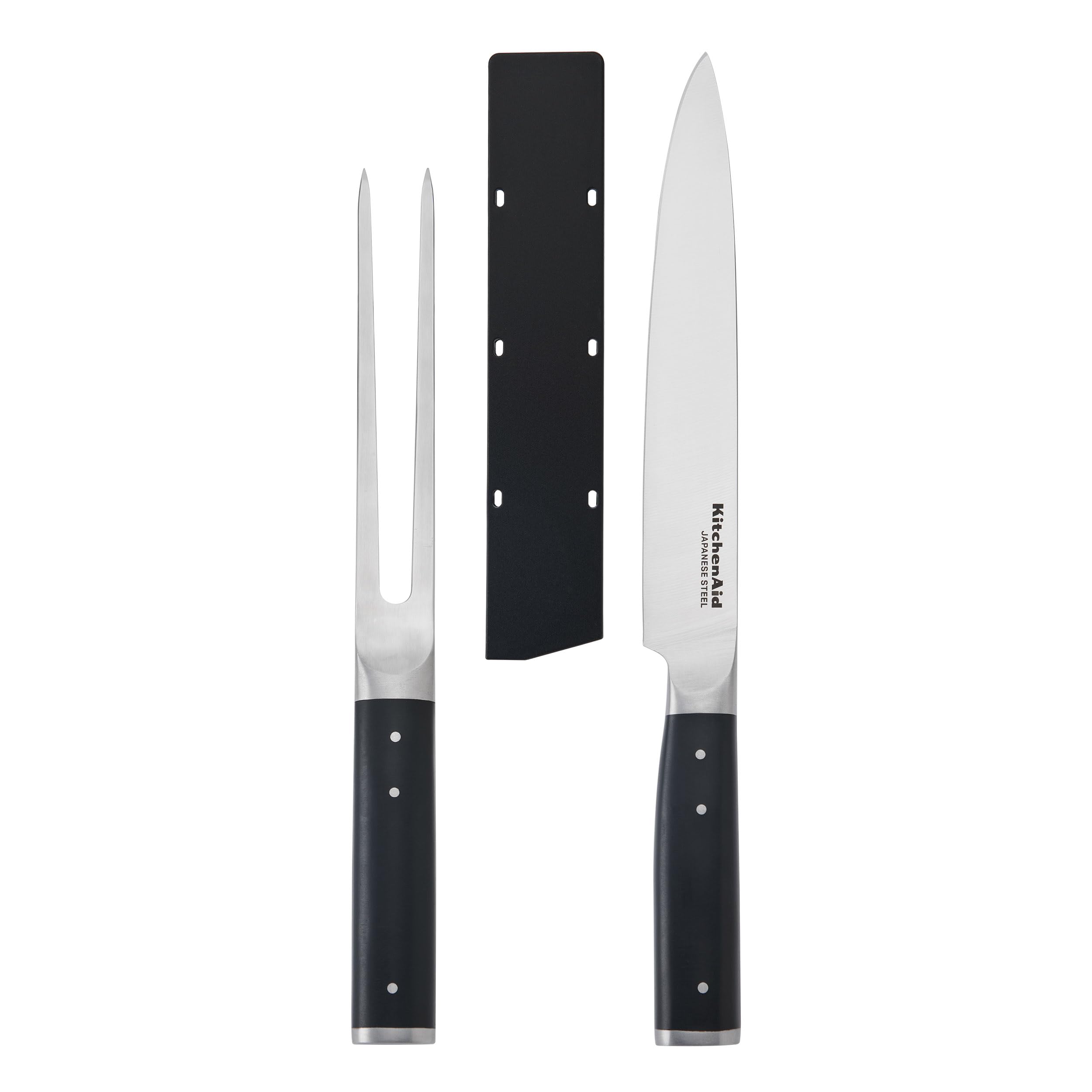 KitchenAid 2-Piece Carving Set, Includes Carving Fork and Carving Knife with Stainless Steel Blades, Ergonomic Matte Black Handles, Dishwasher Safe
