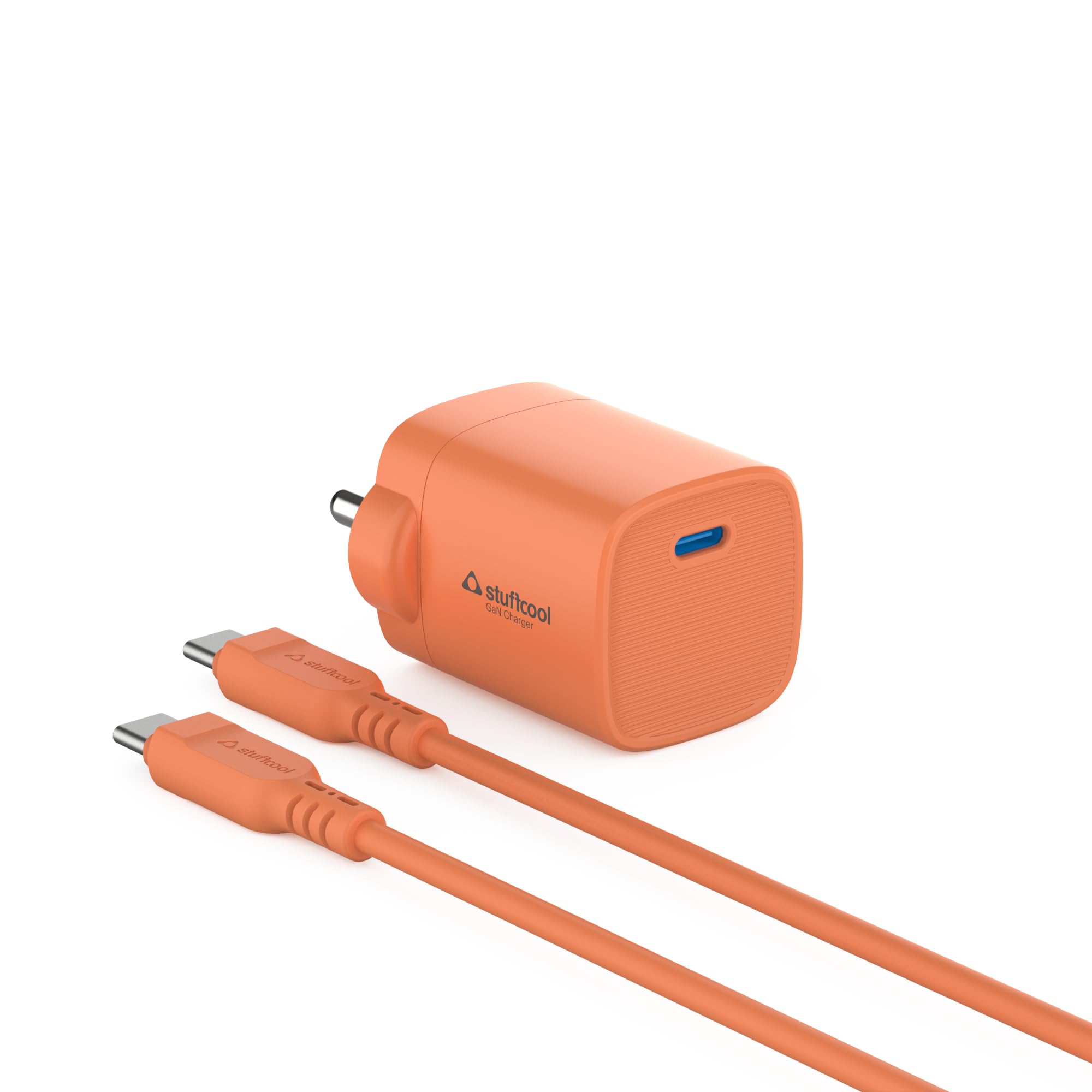 Stuffcool Novus 25W Super Fast GaN Charger with Type C to C 60W 3A Cable for Samsung, Pixel & iPhone Orange-image-15
