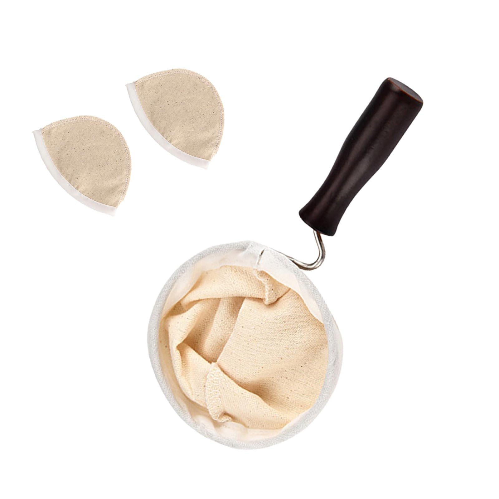 Piceioep Of 3 Thick Flannel Practical Coffee Coffee Sock Strainer with Wooden Handle for Hand Brewing Cloth Filter Pouches Sock
