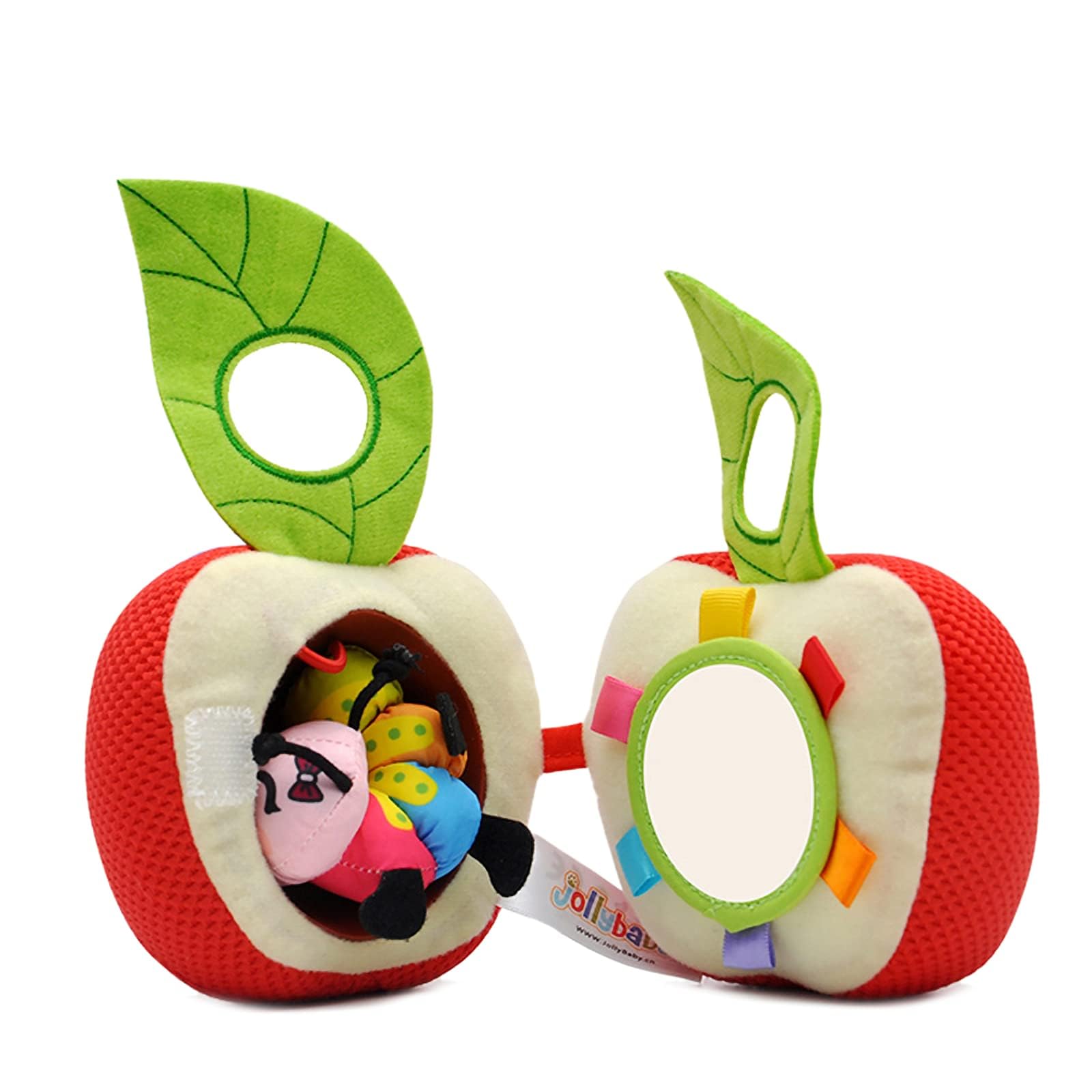 Azonee Baby Plush Fruit Doll Toys, Baby Education Toys Caterpillars Eat Fruit Avocado Toys Bed Hanging Baby's Comfort Toy Ringing Bed Bell For Gift for Infant boy & Girl 3 Months+(Apple)
