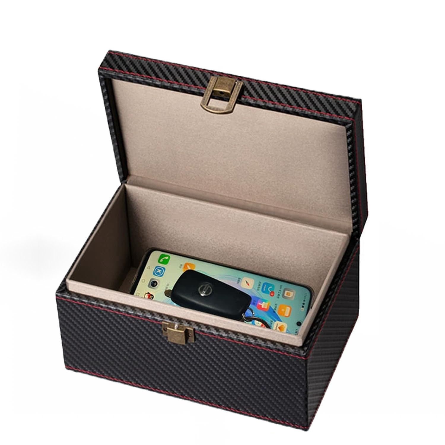Faraday Car Key Box – RFID Signal Blocker, Anti-Scanning and Anti-GPS Anti-Anti-Anti-Anti-Anti-Anti-Anti-Anti-theft Protection, Carbon Fiber Synthetic Leather Armoured Keychain (M)
