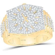 Jewels By Lux 10K Yellow Gold 7/8Ctw Natural Diamond Mens Watch Ring