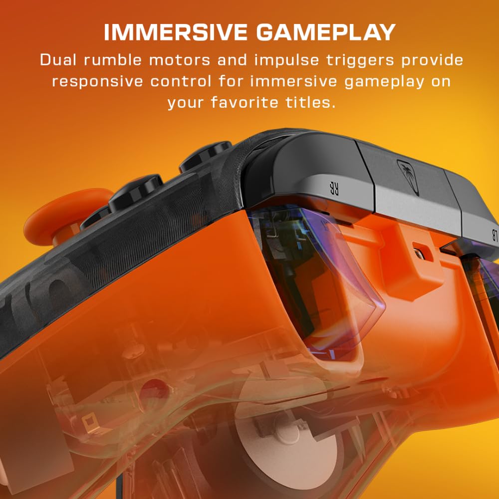 Turtle Beach Rematch Core Ghost Camo noir/orange - Manette de jeu filaire - Licence Xbox Series XS, Xbox One et PC - touches audio, moteurs de vibration et gâchettes d'impulsion, câble de 3 m