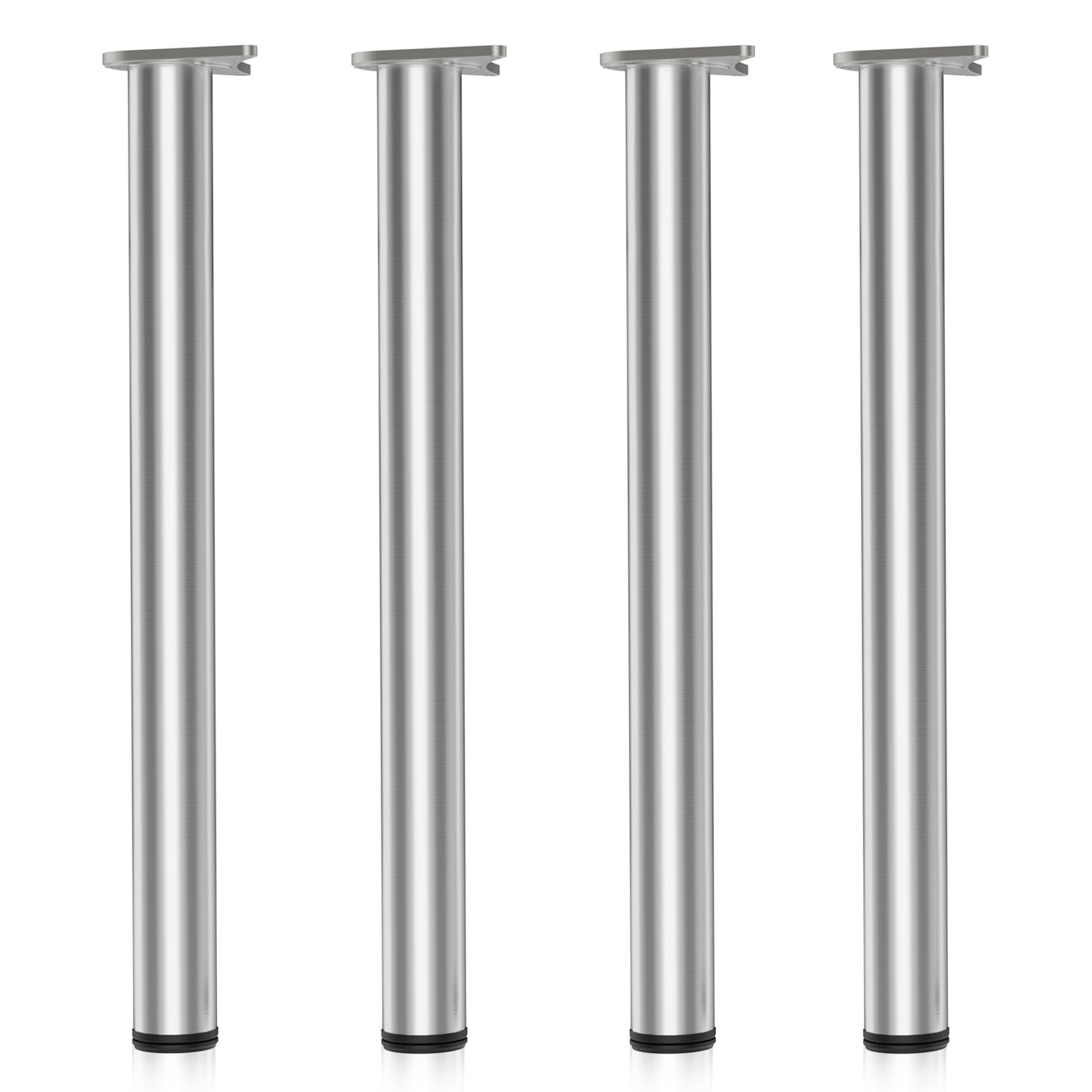 WilTec Stainless steel Table legs set of 4 Nickel Furniture foot adjustable Ø60mm 710mm