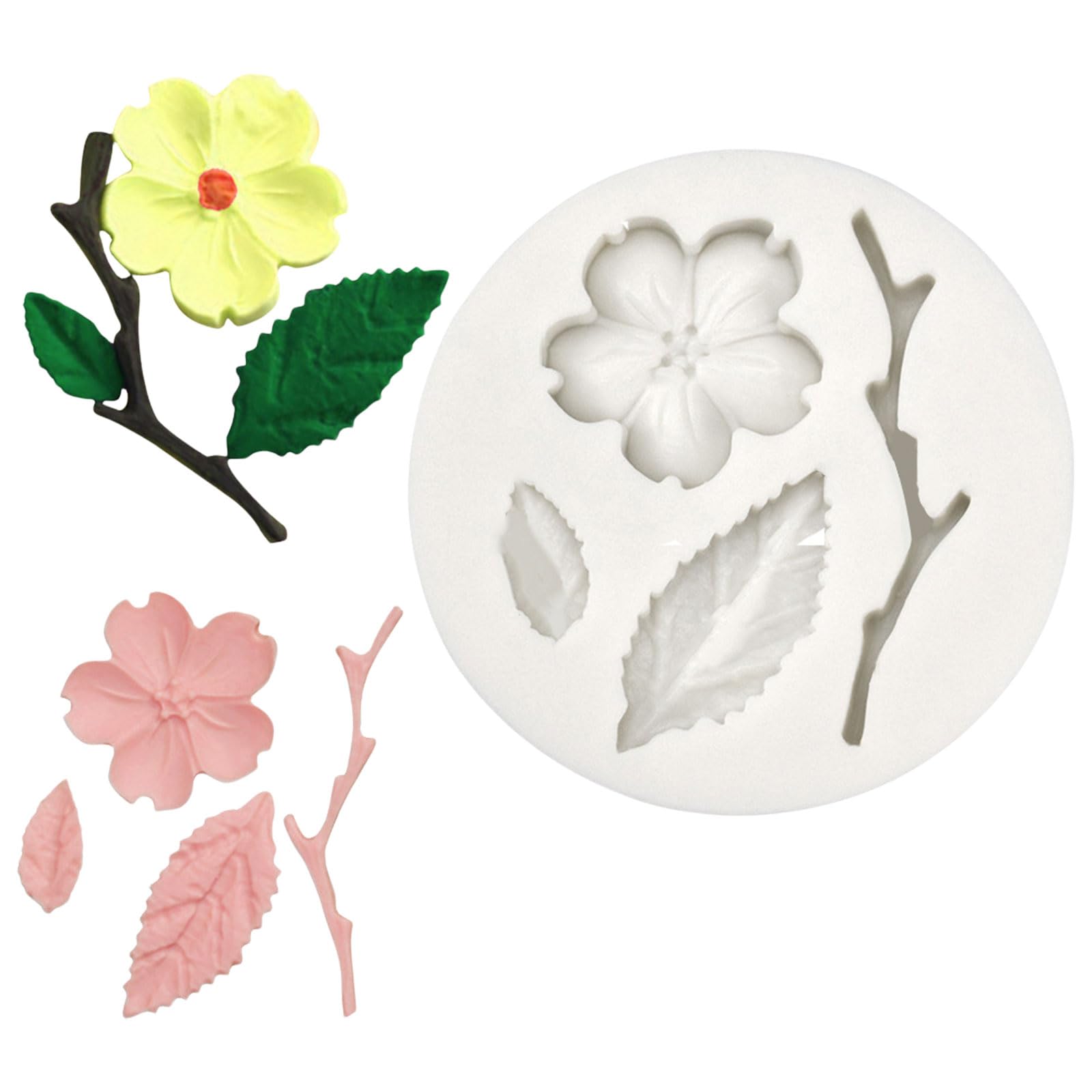 Mekalero Artistic Cake and Dessert Creation Molds Flexible Silicone Set with Plums Blossom Designs for Dessert and Biscuits Cookie