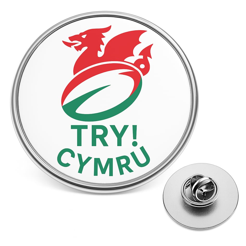 Welsh Lapel Pin Badge – Cymru Red Dragon & Flag Brooch (20mm) – Patriotic Wales Collectable for Remembrance, National Events, Football & Welsh Pride Gift Souvenir (Try Cymru)
