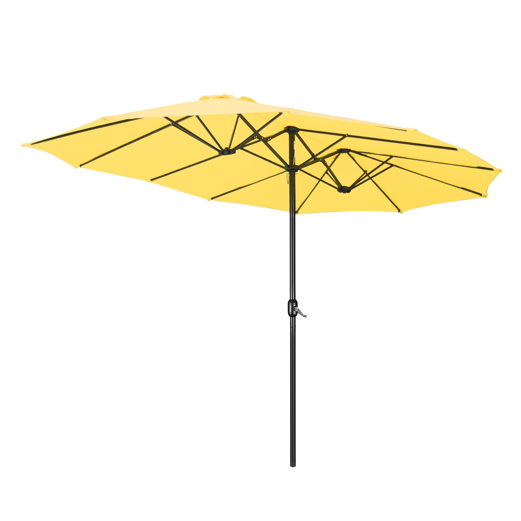 Yescom 15FT Double-sided Twin Patio Umbrella Sun Shade UV30+ Water Fade Resistant Crank Outdoor Garden Market Long Table Party Wedding Event Yellow