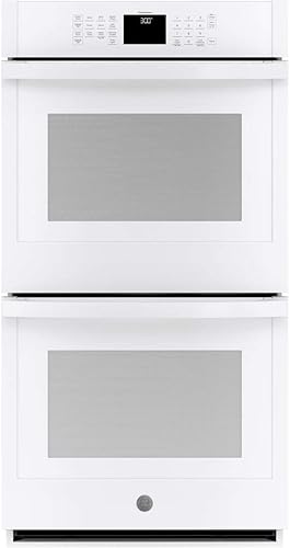GE JKD3000DNWW horno de doble pared de 27" con 8.6 cu. ft. Capacidad total de auto-limpieza WiFi Conectividad Modo Sabbath Tiempo de retardo