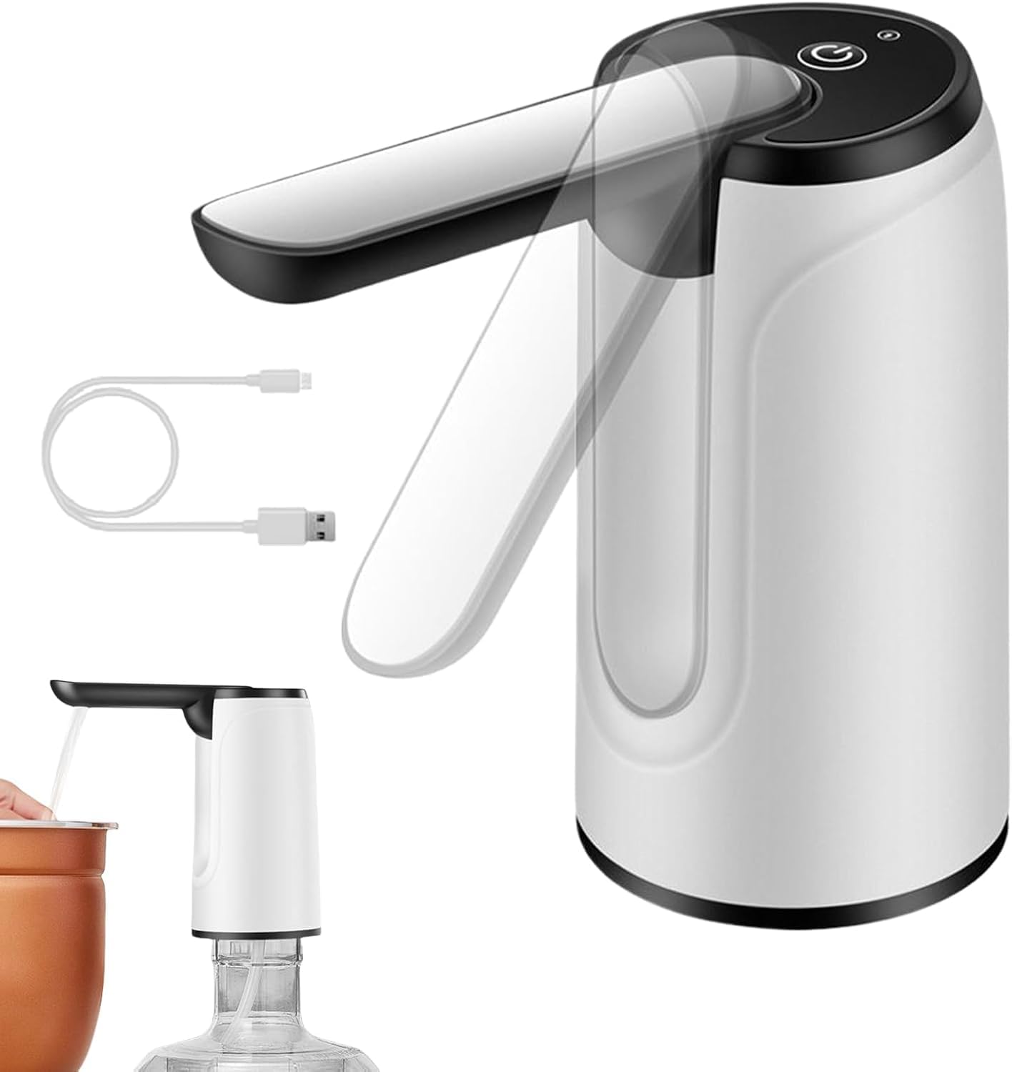 CYNVEXA Foldable Water Dispenser Pump for 20 Litre Bottle 1200 mAH Battery Rechargeable hot and Cold Home Office Outdoor Portable