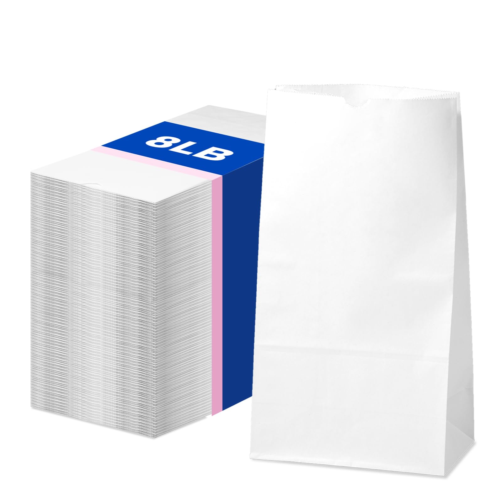 Sacs en papier blanc 3,6 kg Lot de 500 pièces 31,6x15,6x10,5 cm pour emballage