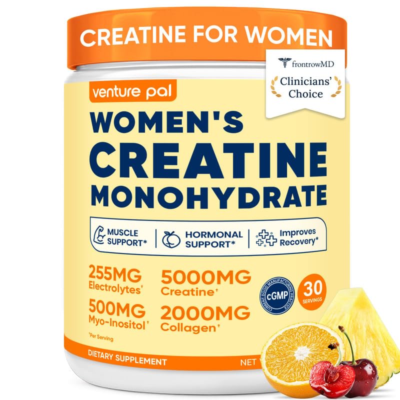 Venture Pal 18 in 1 Creatine for Women with Collagen & Creatine Monohydrate 10.6 Ounce (Pack of 1) V2-Fruit Punch