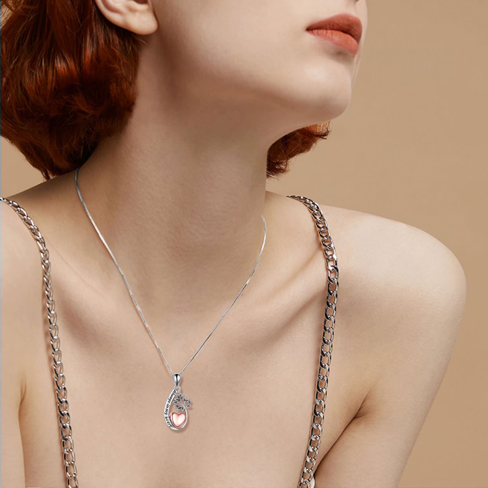 HUKKUN Urn Necklace for Ashes Sterling Silver Cremation Jewelry for Ashes for Women Tree of life Memorial Keepsake Gift for Sister/Mother/Friend