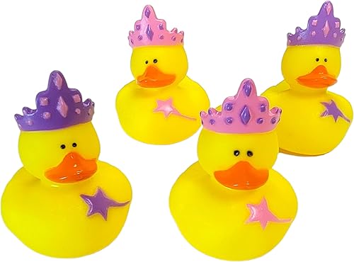Miniatura 5 de Patos de goma geniales para niñas, estrellas de princesa rosa y morado (2 pulgadas), tamaño estándar. (paquete de 12) lindos juguetes de piscina de