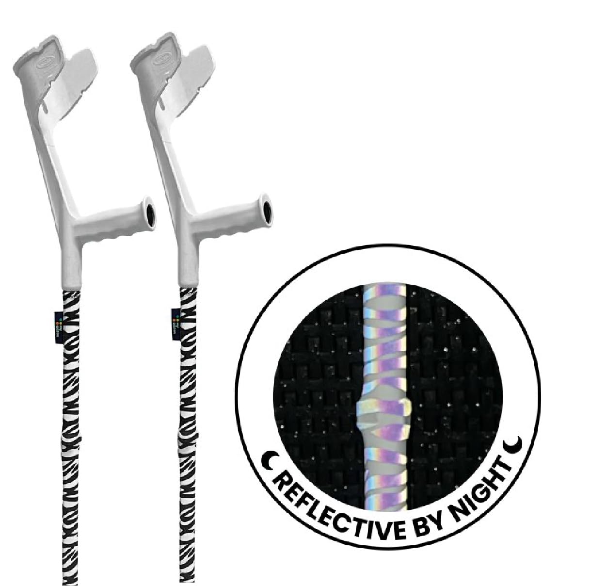 myCover Zebra - 2 fundas modernas para muletas y bastones, se adapta a todas las muletas y bastones, tejido elástico, lavable
