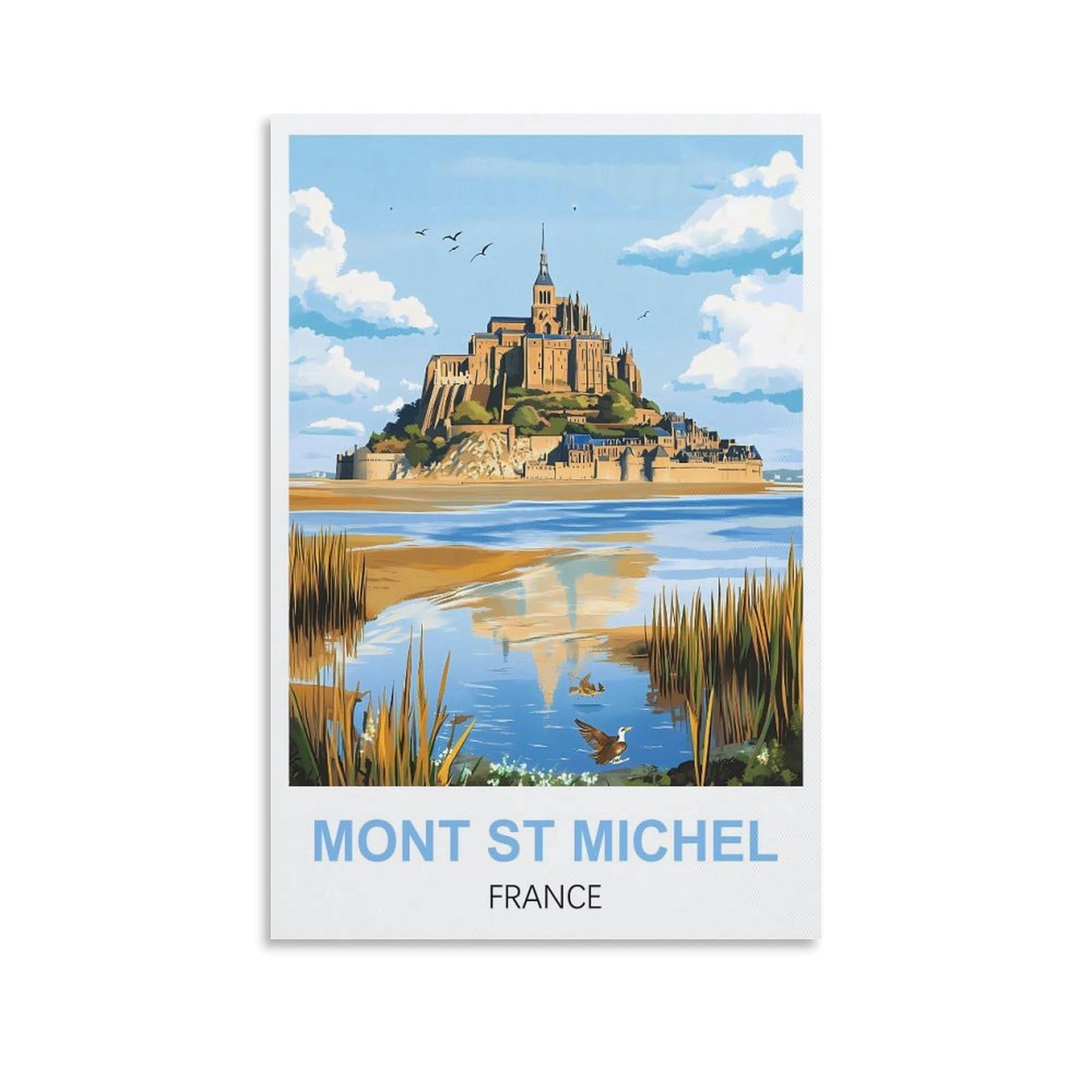 EZMLFA 5D Diamond Art Kits for Beginner,Mont St Michel France,Diamond Picture Art for Beginner, DIY Gem Cross Stitch Creative Gift Home Wall Decor 30x40cm