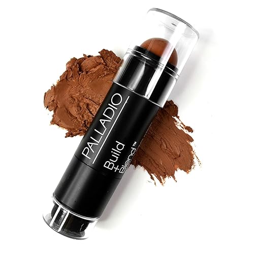 Miniatura 10 de Palladio Barra de maquillaje para contornear BUILD + BLEND, maquillaje facial para un aspecto perfecto de escultura, 0.23 onzas (brillo ámbar)