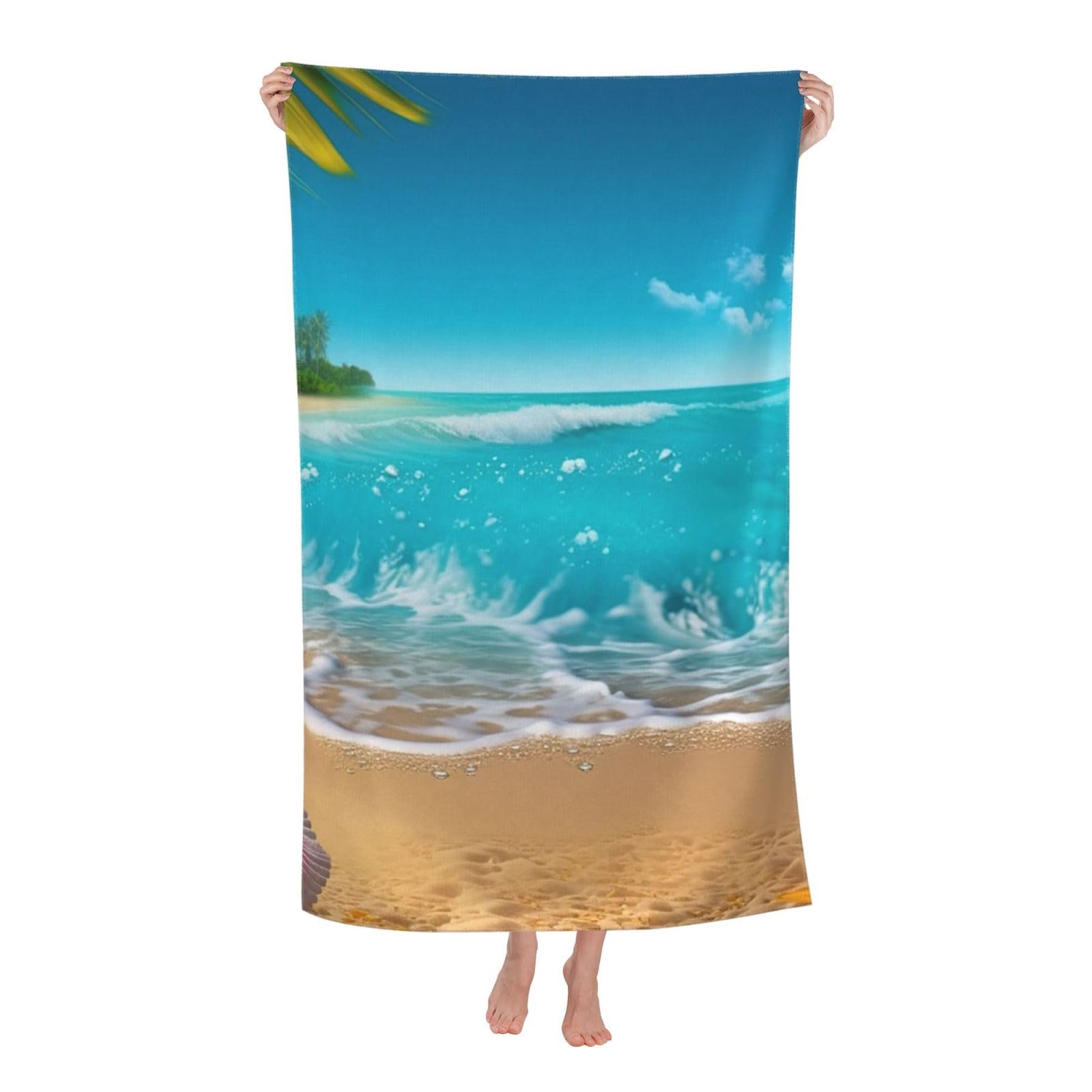 HLBSDM Tropical Blue Sea Beach Beach Towel 52 x 32 in Vacation Essentials Quick Dry Sand Free Pool Swim Towel Super Absorbent Bath Towels Oversized Gym Towels Travel Blanket Gift