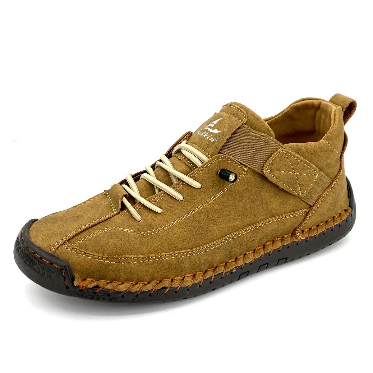 Womens Comfort Walking Shoes Handstitched Pu Leather Ankle Boots Green Slip-On Outdoor Flats