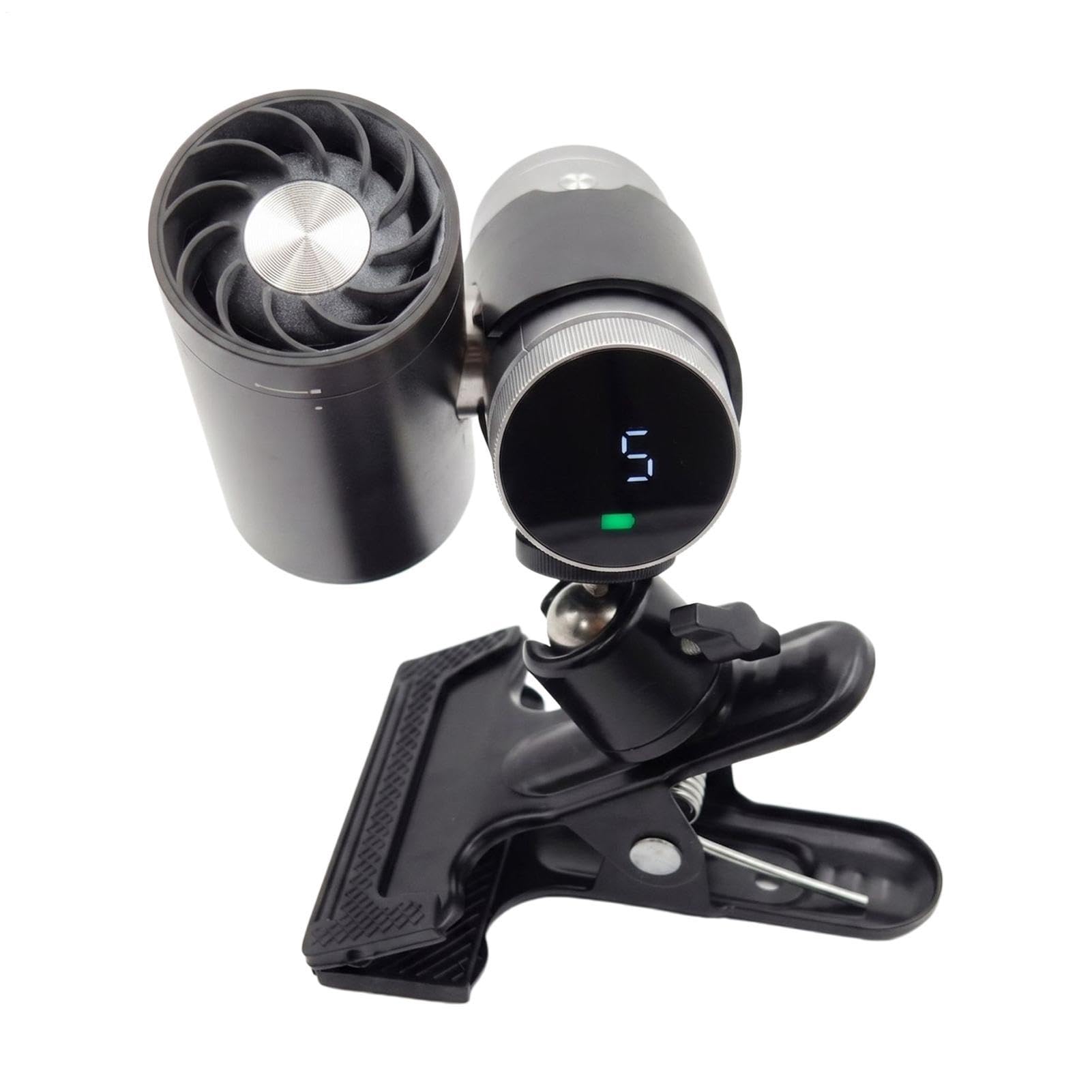 Ventilador de mano con clip antideslizante y rotación 360° para fitness