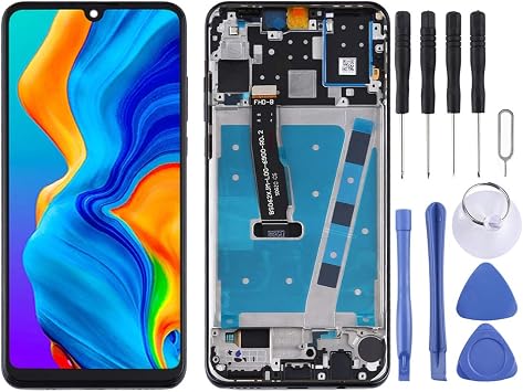 HONGYAN LCD Screen Replacement Tool LCD Screen and Digitizer Full Assembly with Frame for Huawei P30 Lite/Nova 4e RAM 6G / High Version Color Black
