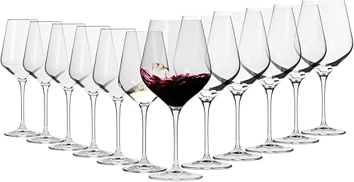 Krosno Juego de copas de vino | 6 copas de vino blanco grandes de 13.2 onzas + 6 copas de vino tinto grandes de 29.1 onzas | Perfecto para el hogar,