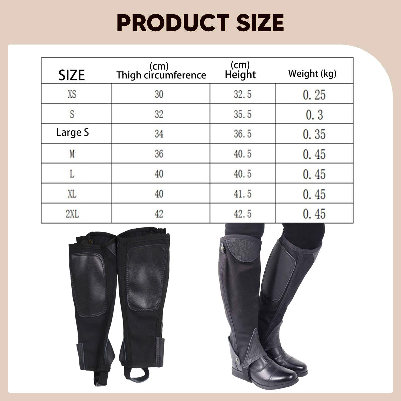 LOVIVER 2 Polainas de Media caña para equitación, protección Ecuestre para Hombres y Mujeres, cómodas, para Botas de equitación.