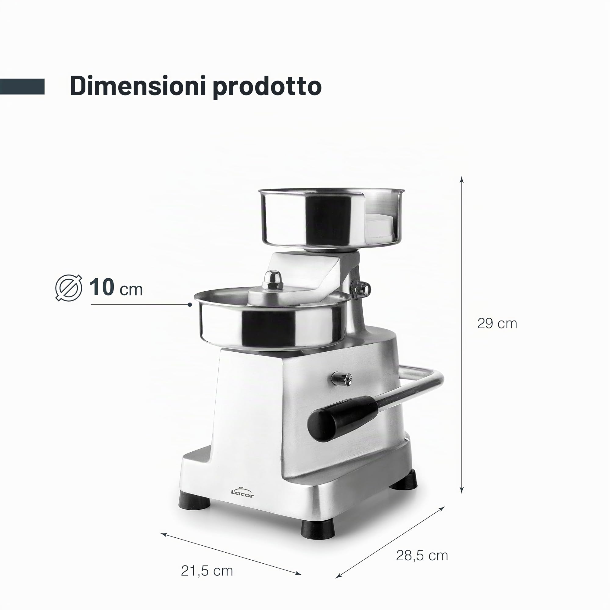 Lacor 60226 - Pressa per hamburger, acciaio acciaio inox, palan... | Realizzato in acciaio inossidabile alimentare; alta resistenza alla corrosione e usura quotidiana in cucina
