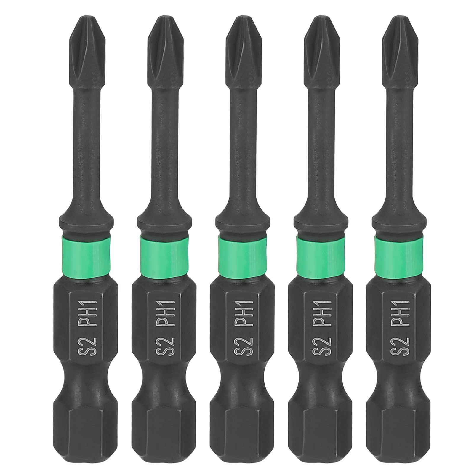 sourcing map 5pcs #1 Impact Phillips Screwdriver Bit PH1 1/4" Hex Shank 2" (50mm) Length 4mm Rod Magnetic Cross Head Drill Bits S2 Steel Industrial Screw Drivers for Impact Power Tools