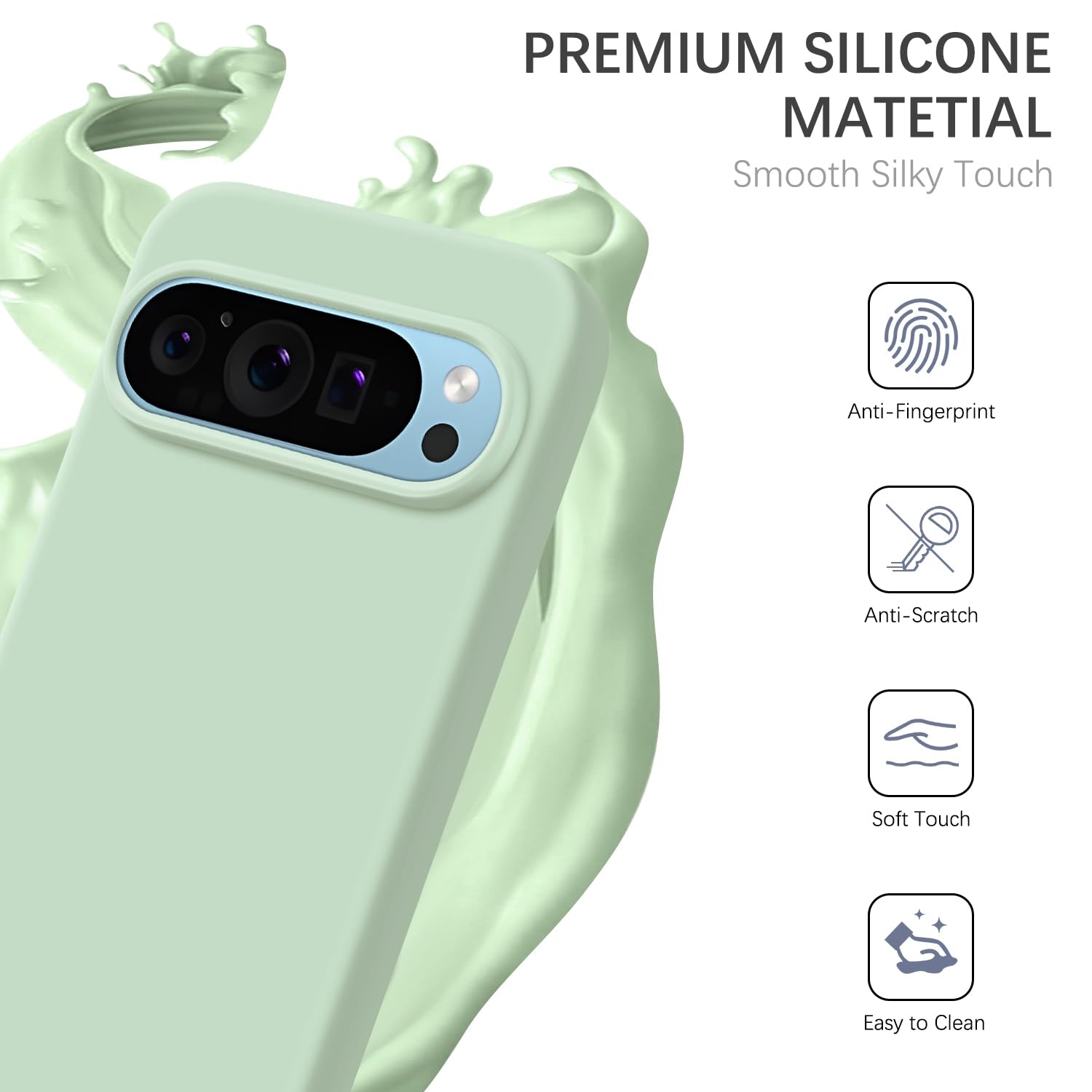 Tveinan Silicone Case for Google Pixel 9 / 9 Pro, Soft-Touch, Shockproof Dustproof Protective Phone Case - Image 2