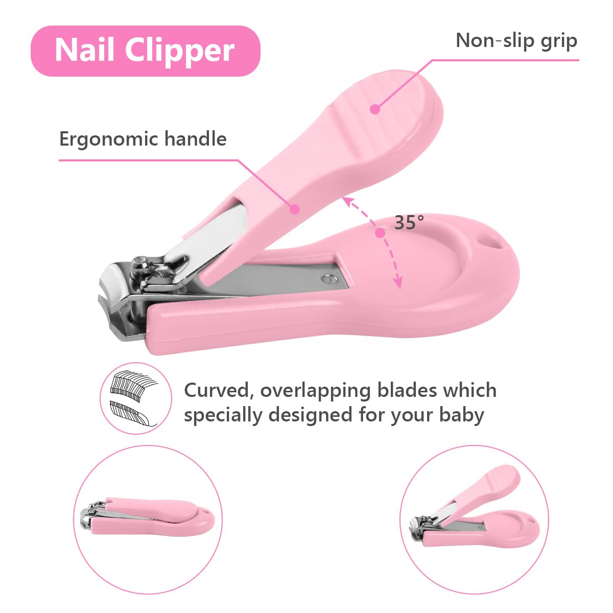 Vicloon Manucure Bébé,5pcs Bébé Soins des Ongles Set,Kit Soins des Ongles Bébés et Jeunes Enfants,Coupe-Ongles,Ciseaux, Lime,Pince et Choix d'oreille