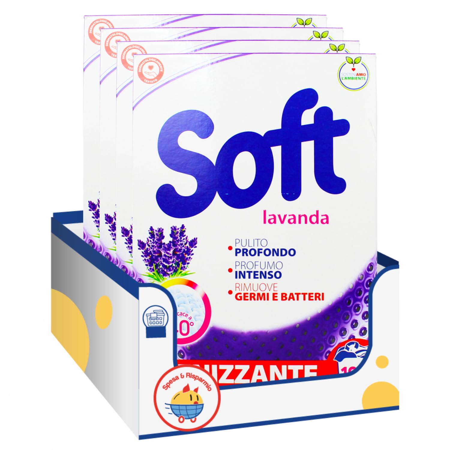 Detersivo in Polvere Fragranza Lavanda kit con Spugna Brandizzata SPESA & RISPARMIO Inclusa – Variazioni 4/8/12 Pezzi – 105 Misurini per Confezione da 5,25 kg (8)