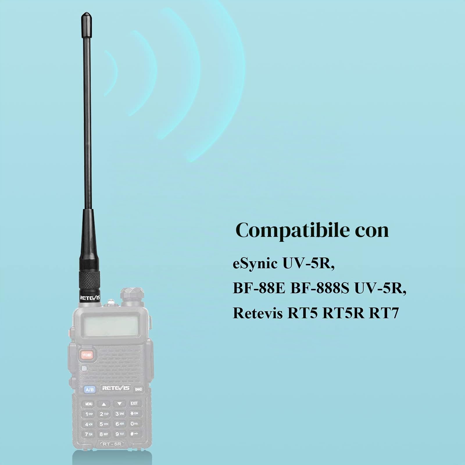 Retevis RHD701 Walkie Talkie Antenna VHF/UHF Dual Band SMA-F Compatibile con Baofeng UV-5R