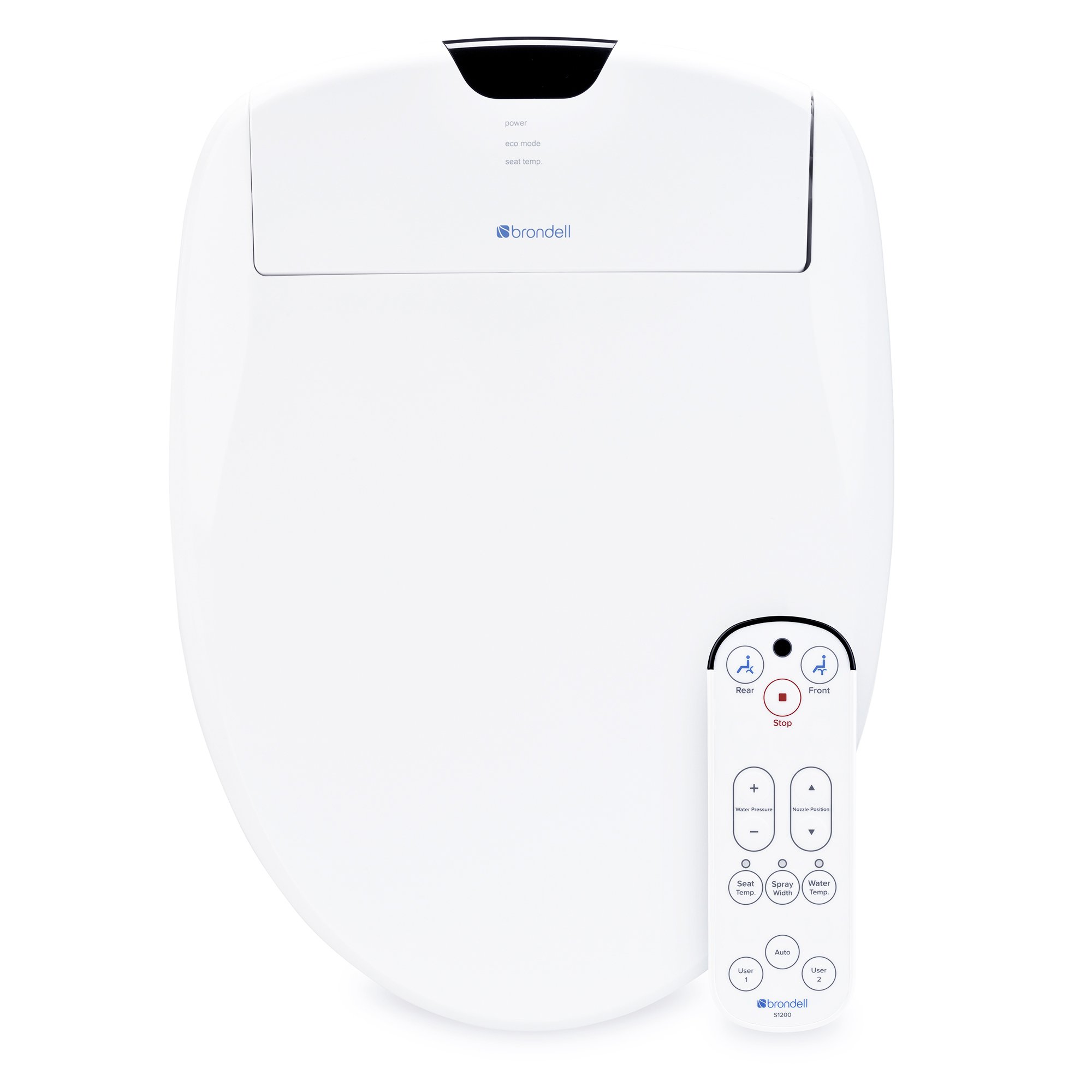 BrondellSwash 1200 Luxury Bidet Toilet Seat in Elongated White with Dual Stainless-Steel Nozzles | Endless Warm Water | Programmable User Settings | Self-Cleaning Nozzles | Nightlight