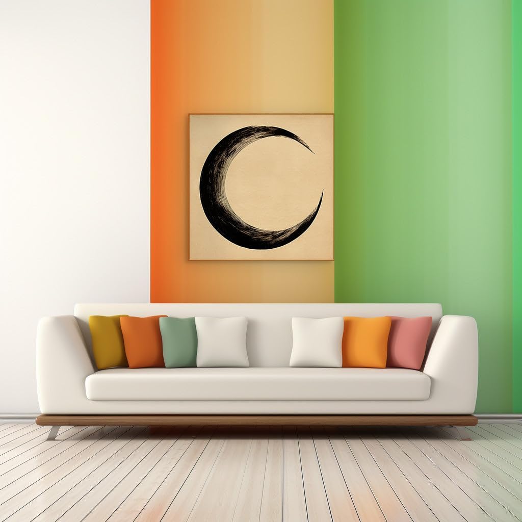 Canvas for Living room. Embracing the Abyss: Perception's Play with a Moon or Circle in Art, 27 x 18 inch Canvas Wall Art - Modern Home Decor