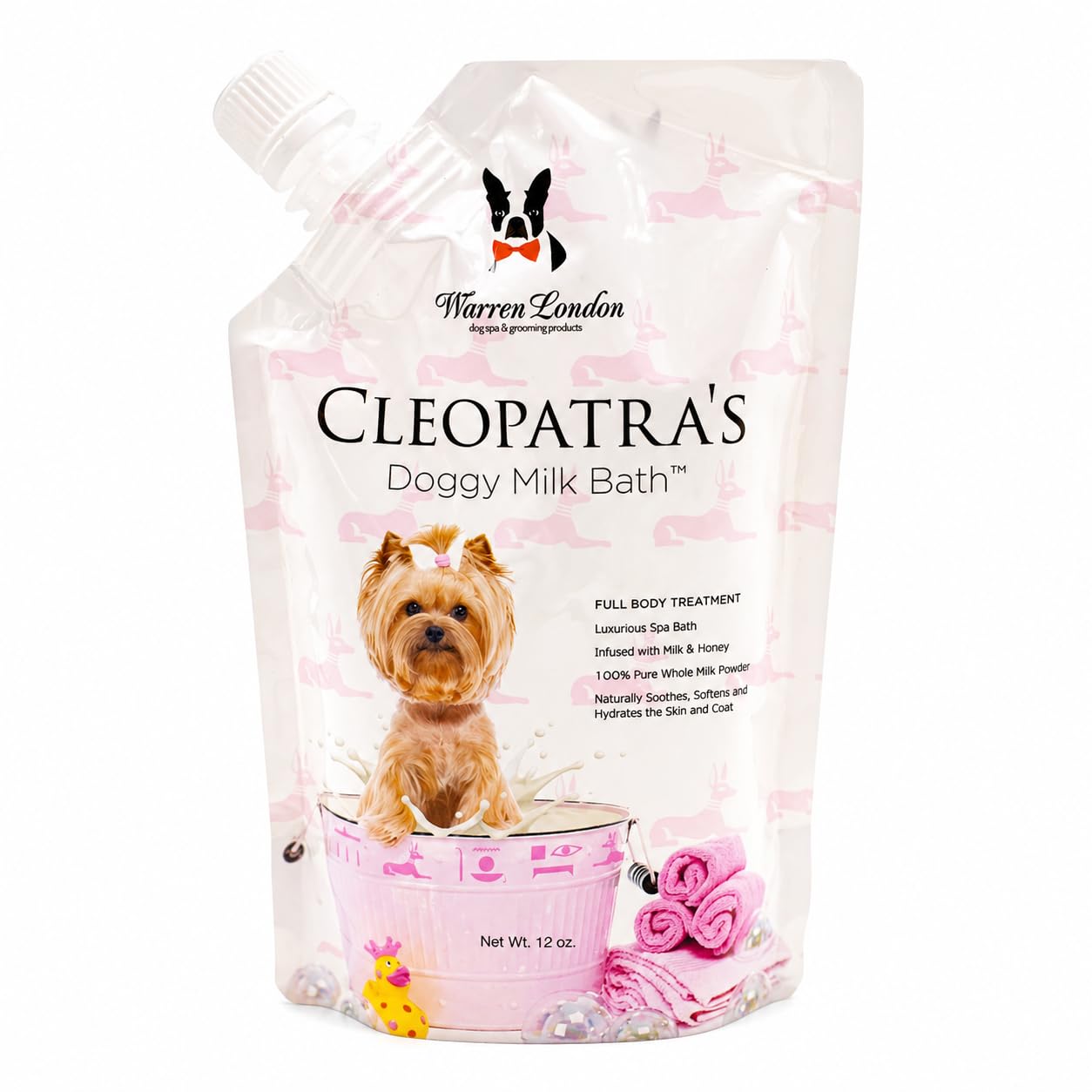 Warren London Cleopatra Doggy Milk Bath - Luxurious Pet Spa Treatment | Moisturising and Soothing Dog Bath | Skin and Coat Care, 360ml