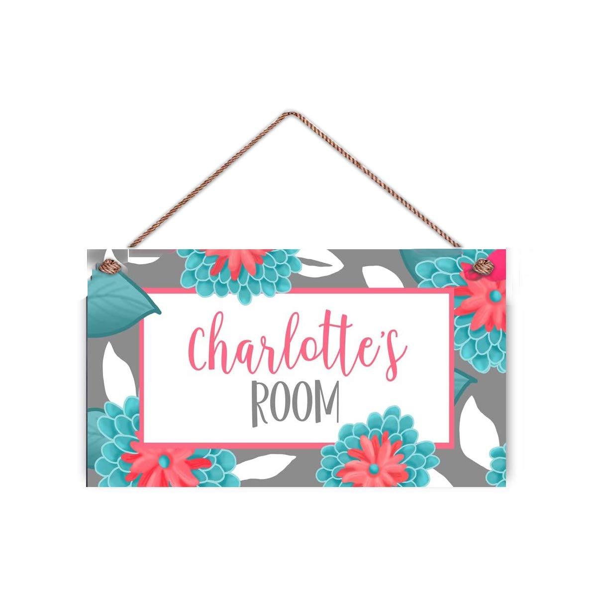 AJHERO Personalized Kids Door Sign Mum Flower Baby Girls Bedroom Room Wood Plaque Sign