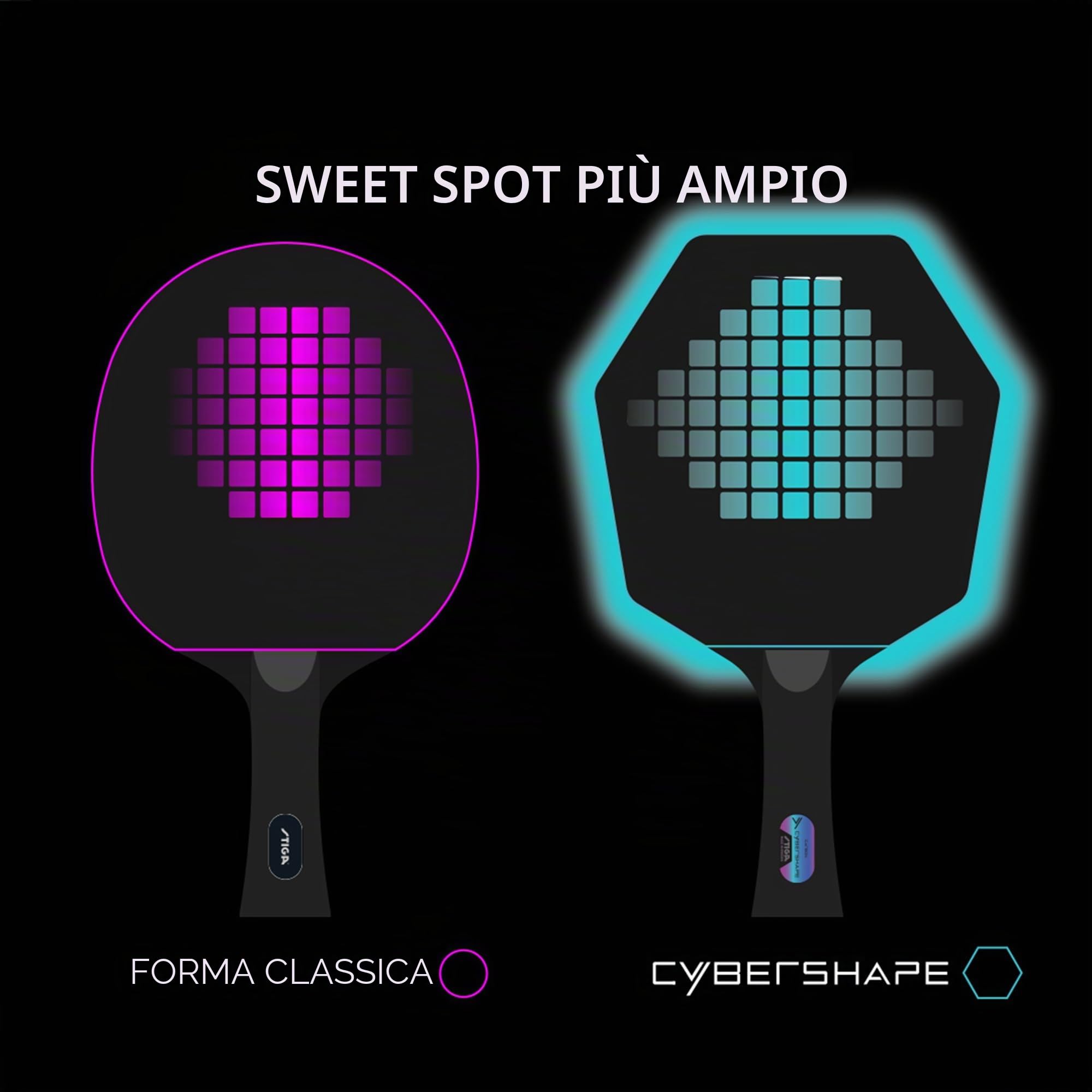 STIGA Cybershape Carbon Racchetta Professionale da Tennis Tavolo - Nuova Lama da Ping Pong Rivoluzionaria, Forma Esagonale Unica, Grande Area di Battuta