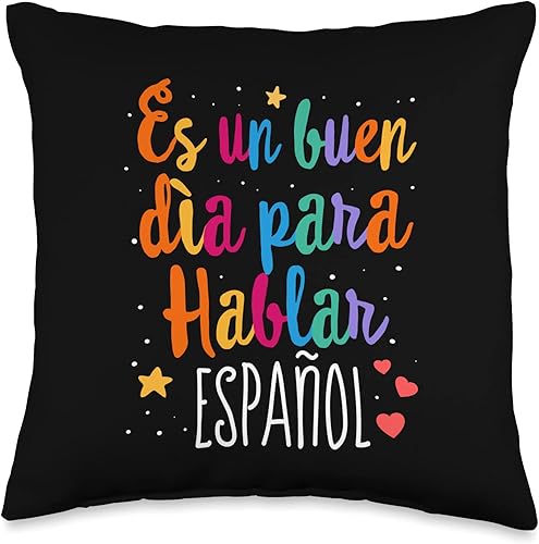 Dimelo Espanol Regalos Para Maestras Gifts Ideas Maestra Cute Rainbow Regalos para profesor de español bilingüe, 16 x 16 pulgadas, multicolor