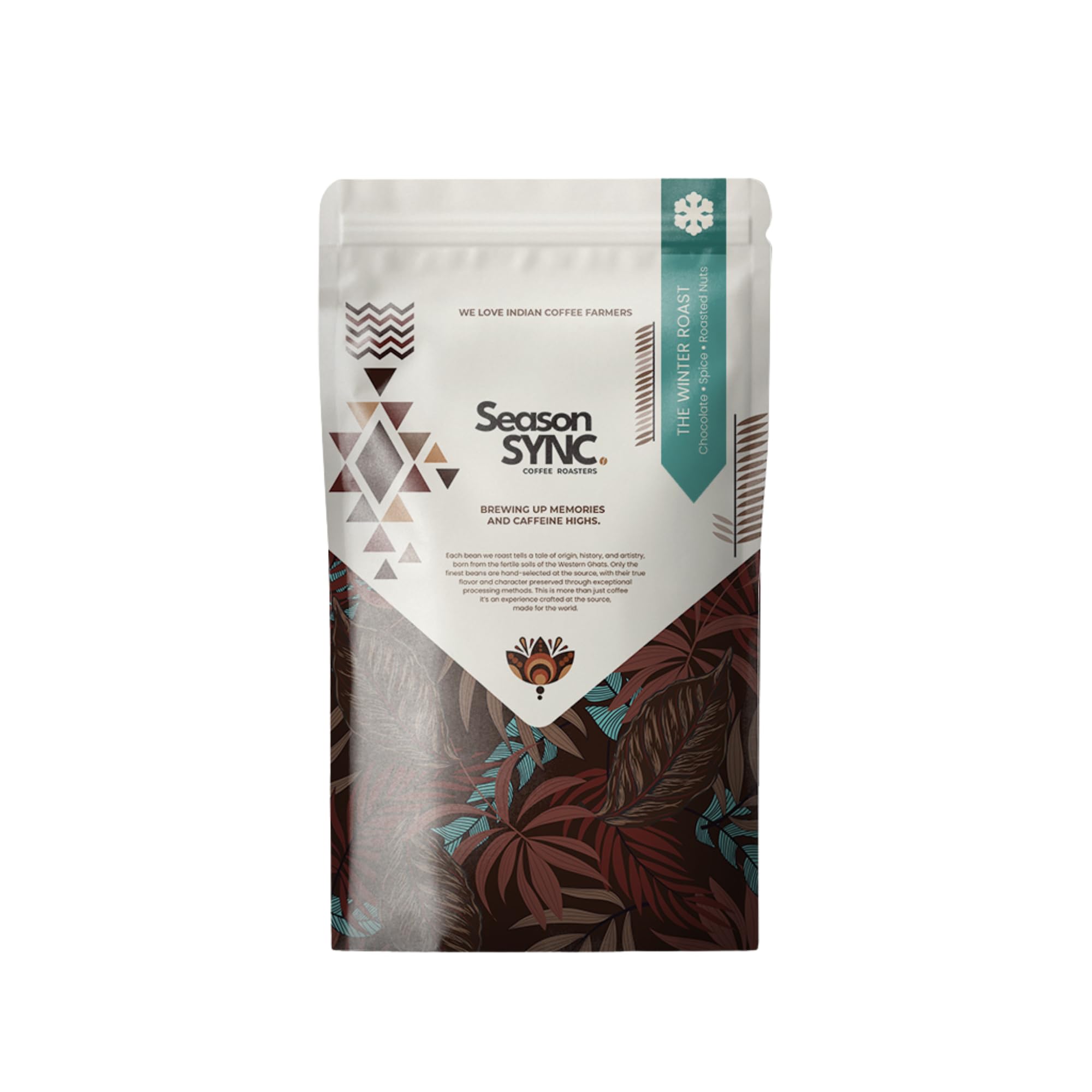 Season Sync Coffee Roasters | The Winter Roast | Chocolatey Nutty EspressoBlend (60% Arabica AA, 40% Robusta AA) | Medium Dark Roast | Freshly Roasted Whole Beans 250gram