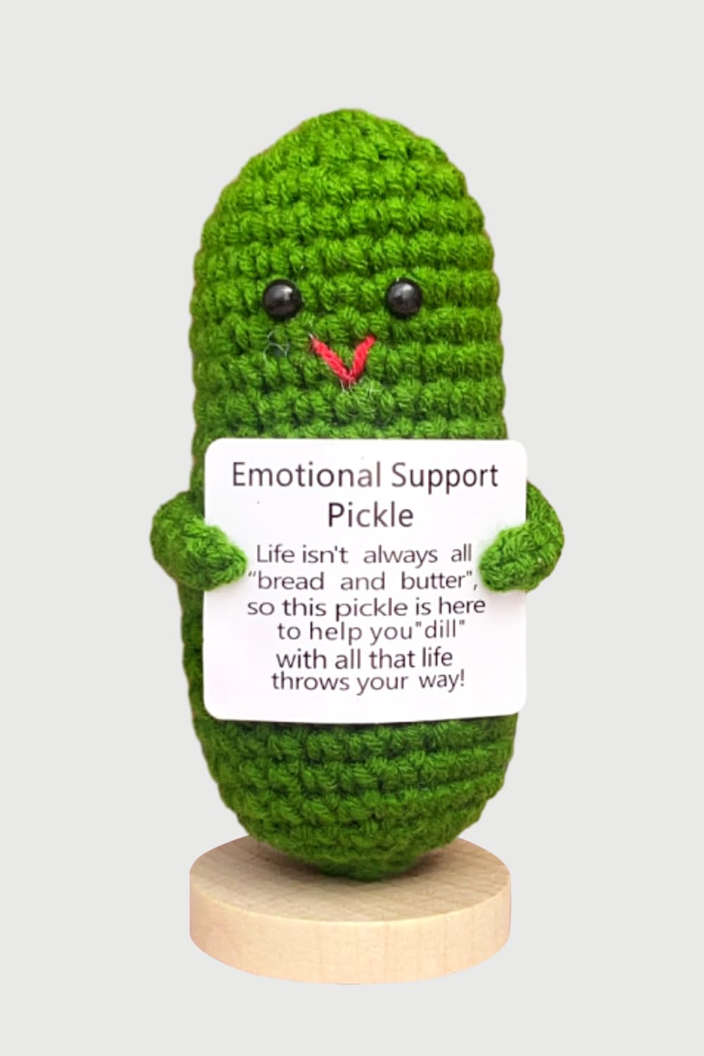 Emotional Support Pickle with Stand, Mini Funny Motivational Crochet Pickle, Funny Knitted Pickle Gifts for Friends
