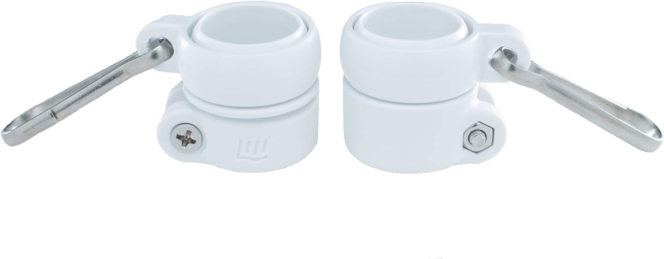 1/2" Flag Mounting Rings that Rotate 360 Degrees; includes Stainless Steel Flag Clips - Fits a Antenna, Pole or Rod with an outer diameter that is between a 1/4" to 1/2" (White)