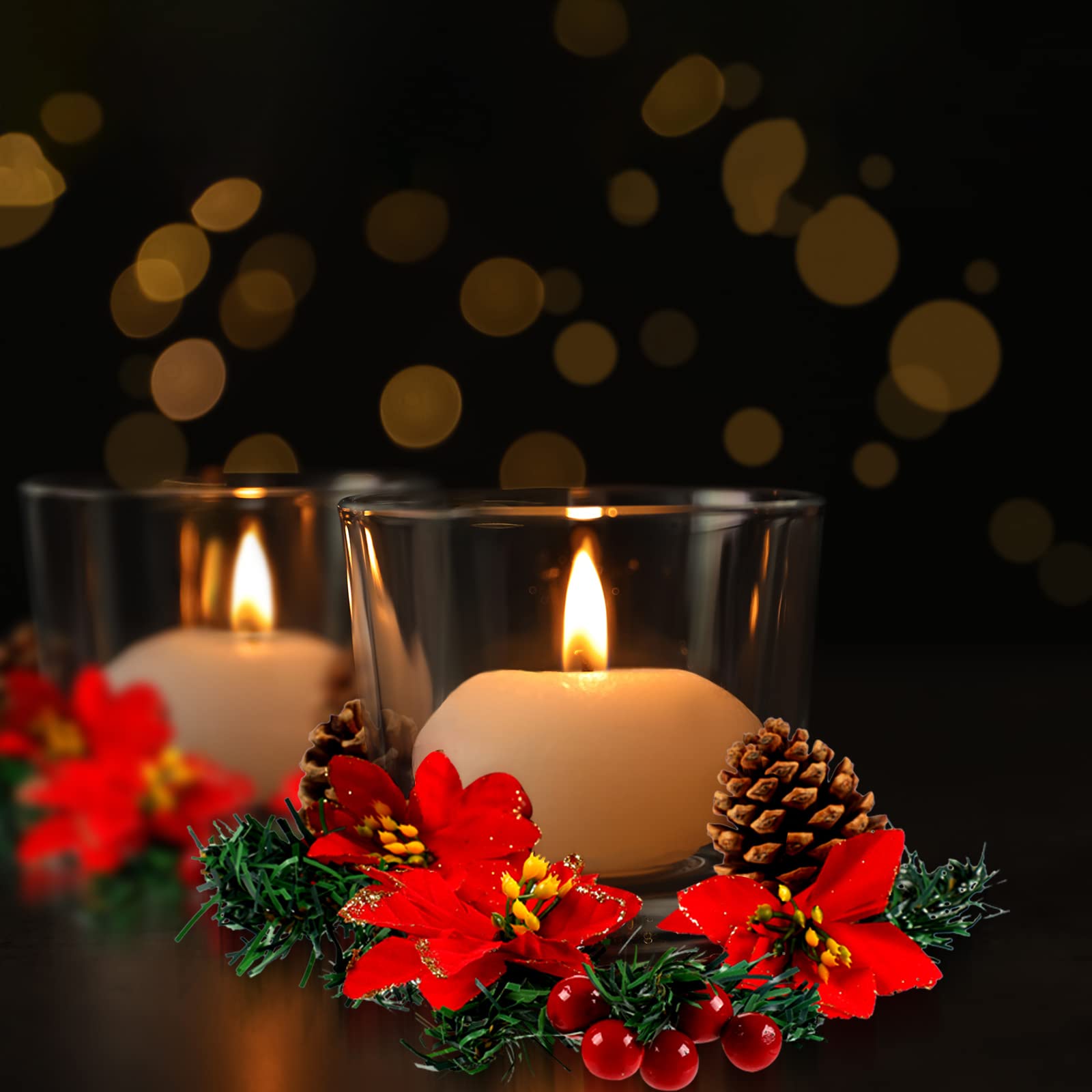 6 Weihnachtskerzenringe Mit Beeren & Schnee – Deko Für Tisch, Fenster & Fest