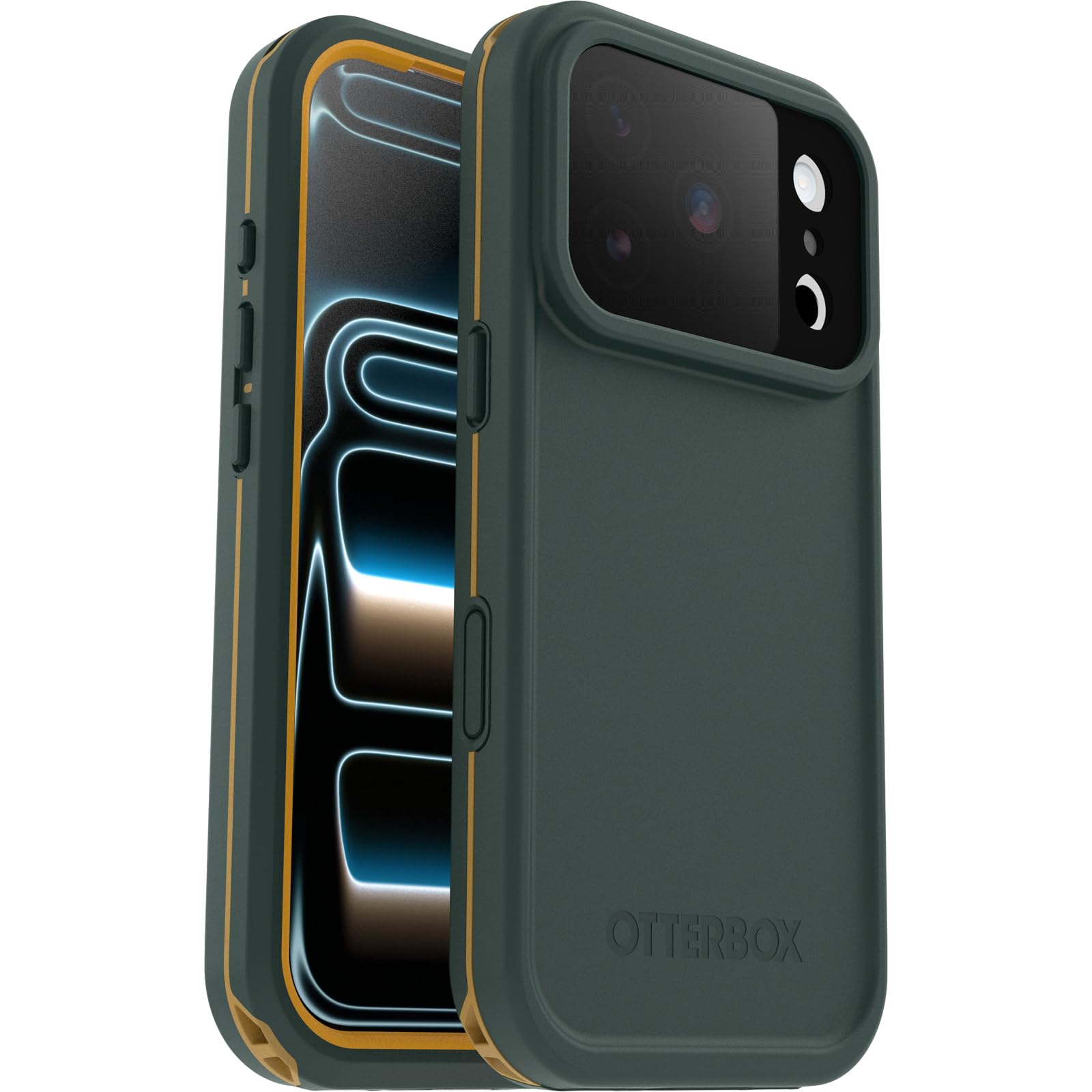 OtterBox Frē Series MagSafe Case for iPhone 17 Pro, Waterproof (IP68), Shockproof, Dirtproof, Protective Case with built in Screen Protector, x5 Tested to Military Standard, Green