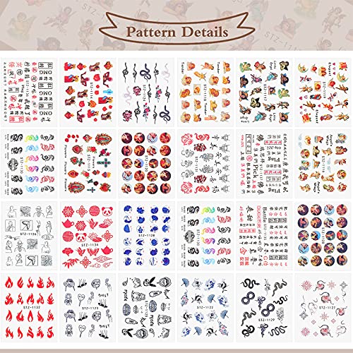 48 Blätter Drachen Engel Schlange Nagel Kunst Abziehbilder Aufkleber 3D Wassertransfer Nagel Abziehbilder Chinesisch… – Bild 5